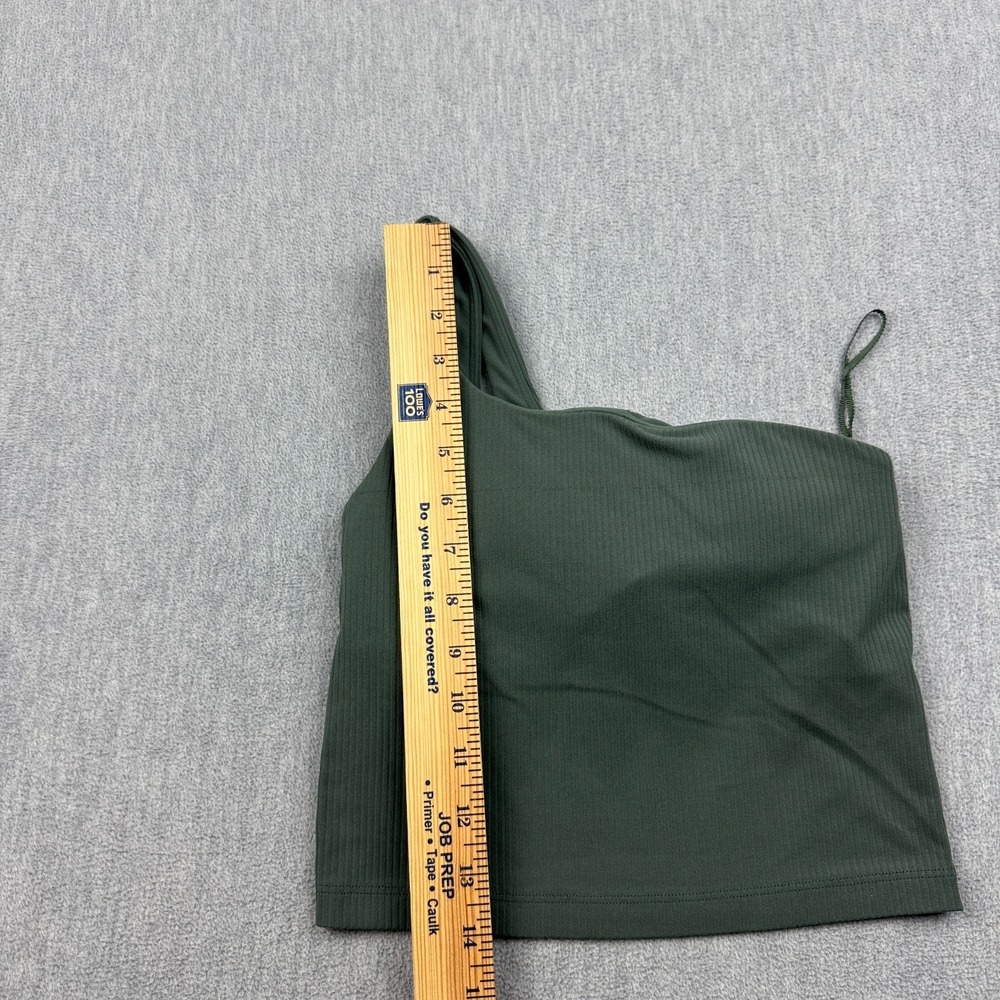 Lululemon Tank Top Womens 2 Green Ribbed Nulu Asymmetrical Yoga Workout W1ERPS - Picture 7 of 10